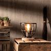 Lightbox Lampada da tavolo vintage altezza 20 cm, Ø 18 cm - lampada da tavolo con interruttore e paralume a griglia in metallo e base in legno di pino - E27, max. 40 W - in nero antico/marrone scuro
