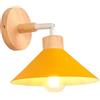 iDEGU Lampada da Parete Interno 22cm Applique da Parete in Legno e Metallo Retrò Lampadario Plafoniera Regolabile Illuminazione da Parete Moderna per Camera da Letto, Soggiorno, Bagno, Caffè (Giallo)