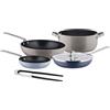 Alessi Tama GIA100S5 - Set di Pentole da Sei Pezzi, in Alluminio con Rivestimento Antiaderente e Acciaio Inossidabile 18/10
