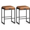VASAGLE EKHO Collezione - Sgabelli Cucina, Set da 2 Sgabelli da Bar, PU con Cuciture, Moderno di Metà Secolo, Altezza 66 cm, Sala da Pranzo, Facile da Montare, Marrone Caramello LBC086K01