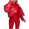 Generic Piumino Leggero Donna Con Cappuccio Piumini Piumino invernale da donna in tinta unita in pelle verniciata. Capispalla imbottiti Giacca Imbottito Invernale (Red, S)