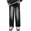 Vivoofchic Baggy Jeans Uomo - Pantaloni Jeans Larghi Y2K in Denim con Design Patchwork e Ricamato a Stelle - Flared Jeans Streetwear Stile Hip Hop Casual Cowboy