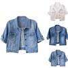 Generisch Giacche di jeans da donna, giacca corta di jeans a maniche corte, colore bianco, elegante, leggera, giacca estiva in denim, bolero per il vestito, cappotto di jeans, giacca corta streetwear