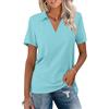TICTICMISS Polo da donna a maniche corte con scollo a V, estive, casual, da lavoro, con colletto, Colore: verde chiaro., M