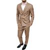 Evoga Abito Uomo Sartoriale Marrone Beige Completo Vestito Doppiopetto gessato Elegante (52, Beige Marrone)
