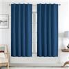 Joydeco 100% Tende Oscuranti per Interni 2 Pezzi L 117 x A 137 CM, Lino Tende Termiche con Passanti Nascosti per Soggiorno Moderne Cameretta Bambini Camera da Letto Blackout Curtains, Blu Denim