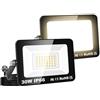 Willpower 2PCS Faretto LED Esterno 30W 3000LM, Faro LED con Spina 3000K Bianco Caldo IP66 Proiettore Luce di Sicurezza a Illuminazione per Garage Giardino Cortile Patio Piazza Officina