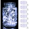 btfarm 6 pezzi/3 modalità, catena luminosa a LED, a batteria, 2 m, 20 LED, con batteria, per feste, Natale, fai da te, matrimoni, decorazione interna (bianco freddo)