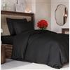 CGK Unlimited Set copripiumino Nero 3 pezzi 140x200 cm - Morbido in microfibra poliestere, elegante e resistente con 2 federe 65x65 cm lavabile in lavatrice, con chiusura a cerniera e lacci.