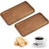 CAREDGO Vassoio in Legno Rettangolare 20cm - Vassoio da Portata Vintage Naturale per Alimenti, Frutta, Caffè, Dessert - 20.3*10.7*1.5cm - Set di 2 Pezzi