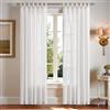 TOPICK Tende bianche con passanti, in lino, per soggiorno, camera da letto, finestre, traslucide, per filtro della luce, stile rustico, set da 2 pezzi, 140 x 210 cm