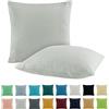 SHC Textilien SHC - Set di 2 federe per cuscini cotone 100% con cerniera, 100% cotone, argento/grigio chiaro, 80 x 80 cm