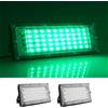 MODOAO Luci di inondazione per esterni, confezione da 2 pezzi, 50 W, 4800 lm, LED verdi, impermeabili IP66, per cortile, giardino, garage, prato, corte