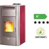 Queen Stufa a Pellet Idro Potenza 21,96 kW Capacità Serbatoio 38 Kg Volume Riscaldabile 510 mc colore Bordeaux - 552530 Qidro 24