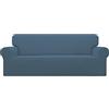Easy-Going Stretch Oversized Sofa Slipcover 1-Piece Sofa Cover Furniture Protector Couch Soft with Elastic Bottom for Kids, Polyester Spandex Jacquard Fabric Small Checks Bluestone