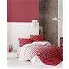 Nuit Des Rêves Ranforce - Set copripiumino singolo XL (155 x 200 cm), 100% cotone, rosso e bianco, lavabile in lavatrice, 140 fili, chiusura a bottone e busta, biancheria da letto accogliente ed