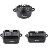 MasterPRO Cook & Share | Casseruola in ceramica + 2 mini cocotte in gres | Adatto al forno e alla lavastoviglie | Design smaltato nero | Ideale per cucinare e servire con stile