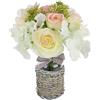 Flair Flower Bouquet di rose con ortensie e decorazioni in vaso, 30 cm, rose artificiali, decorazione da tavolo, centrotavola, fiori, decorazione artificiale, matrimonio, floristica, bouquet di fiori da tavolo