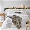 furn. Tufted Tree Set Copripiumino (Neve - King) | Percalle Fresca 100% Cotone Albero Trapuntato Natalizio Festivo Biancheria Da Letto Facile Da Curare