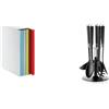 Guzzini Kitchen Active Design Set 4 Taglieri con Raccoglitore Cooking Book, Multicolore, 4 unità & Cooking Set Mestoli Antiaderente con Base, Attila Veress, 19 x h35 cm, Cromato