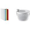 Guzzini Kitchen Active Design Set 4 Taglieri con Raccoglitore Cooking Book, Multicolore, 4 unità & Spin e Store Kitchen Active Design Centrifuga Insalata con Coperchio, Polipropilene