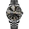 RORIOS Orologio Elegante Quarzo da Uomo Orologio da Polso Diamante Impermeabile Orologio Classico Acciaio Inossidabile Orologio Multifunzione Lavoro oro nero B
