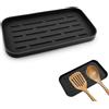 SwirlColor Porta Mestoli da Cucina, Funzionale Silicone Porta Utensili da Cucina Splash Poggia Cucchiaio Cucina per Cucina Piano cottura Piano da Pranzo Tavolo-nero