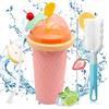 DAZZTIME Shake Slush Cup,Frozens Squeeze Cup,Slushy Maker Cup,Smoothie DIY Homemade Smoothie Cup,With 2 In 1 Straw And Spoon,Frozen Smoothies Cup for Everyone,Coppa Frullato Congelato
