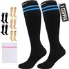 360 Relief Calze Compressione Graduata Classe 1 Donna e Uomo - 15-20 mmHg Gambaletti Compressione per Aereo, Circolazione, Infermiera, Running, Sports - Calzini Compressione L/XL Nero