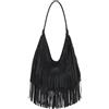 Syrads Hobo Borse per Le Donne Frangia Hobo Bag Borsa a Tracolla Da Donna Hob,Nero