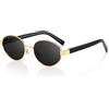 SUNGAIT Occhiali da sole ovali vintage polarizzati da donna classici retrò montatura in metallo occhiali da sole circolari per donne uomini, Lente grigia