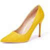 GENSHUO Décolleté con tacco alto da donna, punta chiusa, sexy, a punta, tacco a spillo da 10,2 cm, per feste e balli, Camoscio giallo., 38.5 EU