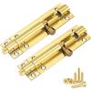 CHENYU 2 Pezzi Slide Bolt Lucchetto Scorrevole Serratura Chiavistello Inox 3 Pollici Bullone Serratura Porta con Viti Usato in Bagni Armadi Camere da Letto (Oro)