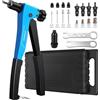 AUTOUTLET Rivettatrice Manuale 2 in 1 da 10,Pistola per Rivetti 2,4-4,8 mm | Rivettatrice Manuale,Dadi Rivetto M3-M6,Kit con 80 Rivetti e Dadi Filettati,Mandrini Intercambiabili e Chiave