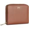 JASLEN - Portafoglio Donna Vera Pelle - Portafoglio Donna Piccolo Marchio Lois -Bifold Borsellino Donna con Chiusura a Zip - Portamonete Donna con Scomparto per Carte di Sicurreza RFID, Marrone
