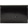 Calvin Klein Donna Portafoglio Daily Trifold Zip Shiny Lucido, Nero (Ck Black), Taglia Unica