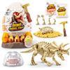 ROBO ALIVE Fossil Find Amber Adventure di ZURU, scatola da scoprire e dinosauro giocattolo per bambini (Triceratops)