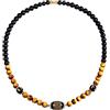 Jewboo Feng Shui - Collana con ossidiana nera con occhio di tigre, per donna e uomo, con cristalli curativi e amuleto porta fortuna e ricchezza