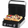 ADLER EUROPE Piastra per waffle belga - doppia waffle con display LCD - 2400 W macchina per waffle e cialde al cioccolato - 5 programmi, 7 livelli di doratura - piastre riscaldanti profonde 12 x 13 x
