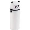Back2Fun - Astuccio 2 in 1 in silicone morbido, Portapenne estensibile da tavolo con cerniera, Design panda bianco per scuola bambini