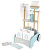 WOOMAX - Carrello per la pulizia dei giocattoli, carrello in legno, scopa e paletta, carrello per la pulizia dei bambini, giocattoli per la casa, giocattoli in legno, 10 pezzi, 3 anni