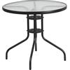 Flash Furniture Mobili Flash Tavolo da Patio 31.5RD, Acciaio Legato di Vetro di plastica, Trasparente/Nero, 31.5 Round