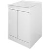 GLOUPIE Mobile Lavatoio In Resina E PVC Bianco Con 2 Ante E Piano Di Lavaggio Richiudibile, L 60 x P 50 x H 84 cm, Completo Di Asse Lava Panni E Kit Di Scarico Con Sifone E Piletta, Made In Italy