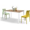 PAZZO DESIGN Tavolo Allungabile Michelle, Tavolo Soggiorno, Tavolo Cucina, Tavolo Studio, piano Nobilitato Melaminico, Gambe Metallo Bianche,Made in Italy, Rovere Rustico, 120x80x75 cm - id_2162