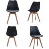 HJhomeheart Set di 4 sedie da pranzo Scandinave, Gambe in Legno massello, Cuscini per Sedie Intrecciati, Sedie da Cucina, Sedie Moderne (Nero-4)
