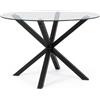 KONTE.DESIGN Tavolo rotondo MAY in vetro, gamba incrociata acciaio nero d114 cm