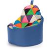 Ecopuf - Pouf a sacco da esterno Yoko Patchwork - Pouf per cameretta per bambini - Pouf in tessuto impermeabile - Poltrona relax - Poltrona a sacco XL - 70x75cm, Miscela/Blu