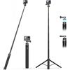 VRIG Treppiede magnetico per selfie da 160 cm, mini treppiede estensibile a sgancio rapido per Hero 13 12 1110 9 8 7 6 5 4 3 2, Fusion, Max, Session, AKASO, SJCAM, DJI OSMO