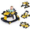 FANTASK Baby Walker - Girello a forma di auto 4 in 1, con scatola musicale, luce e ruote, carrello pieghevole con altezza e velocità regolabili, per bambini dai 6 mesi, portata 12 kg (giallo)