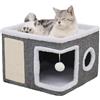 Maycoly Casetta Pieghevole per Gatto,40 x 40 x 31 cm Con Palla di Peluche,Tiragraffi e Buco per Gatti,Adatto per Animali Domestici di Piccola e Media Taglia,Cuscino Double-face per Tutte le Stagioni